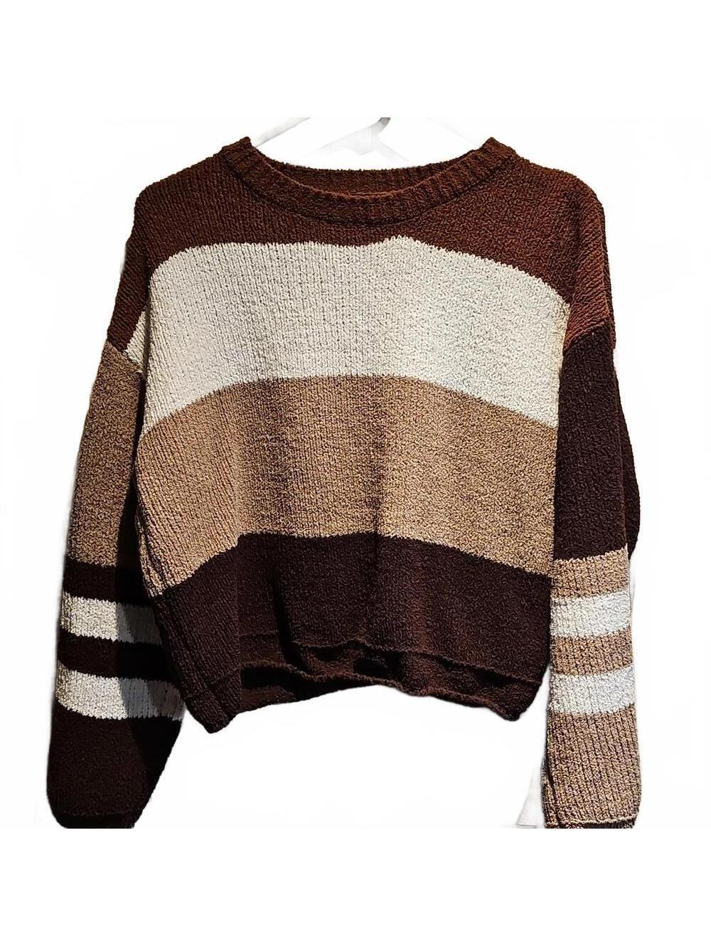 Love Tree Color Block Stripe Cropped Sweater Size L